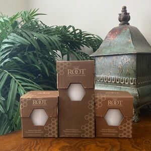 ROOT Beeswax Enhanced Timberline Pillar White Candles  (33617) set of Three